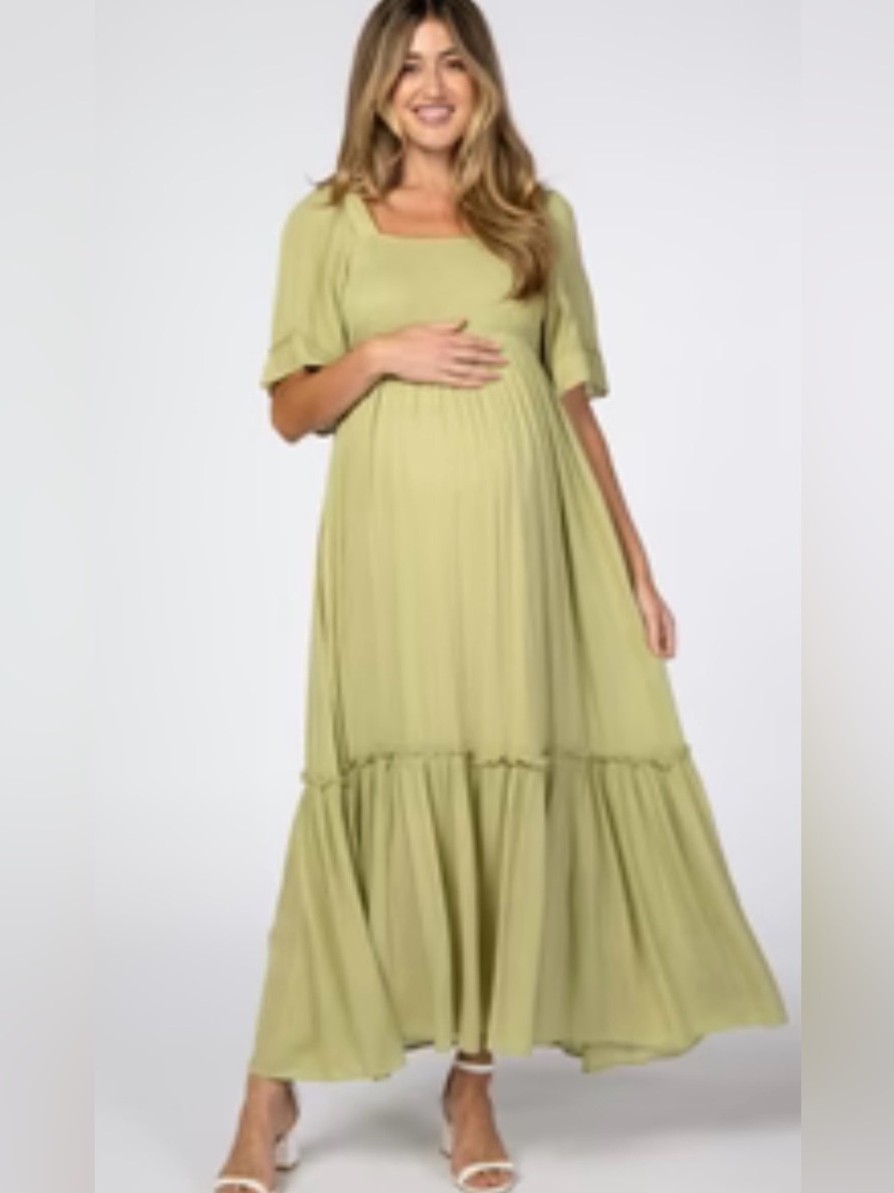 Pink blush Maternity size small green dress